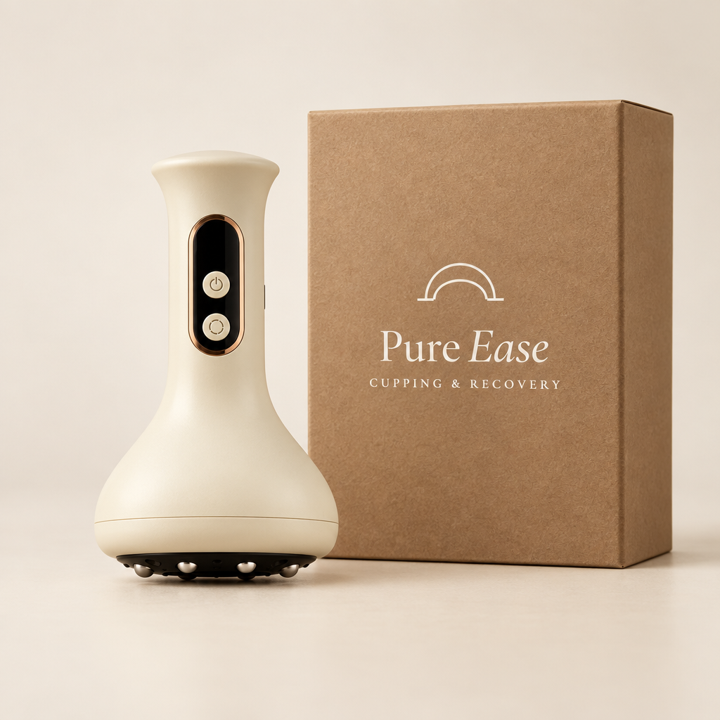 Pure Ease cream device with brown packaging and centered logo